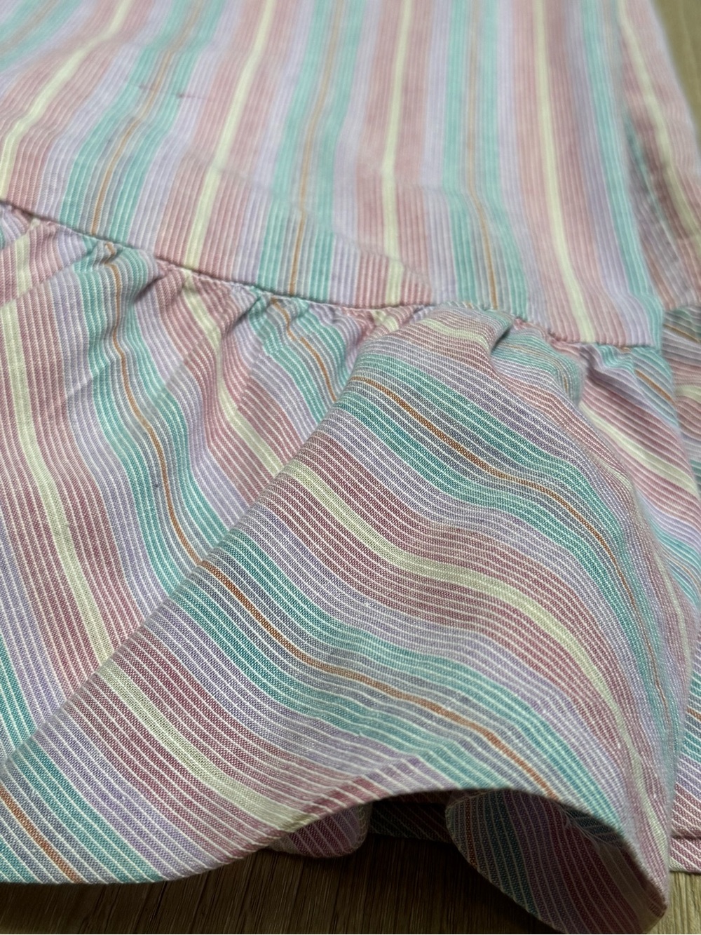 Vintage Cottagecore 100% Cotton Striped Midi Skirt with Ruffle Hem - Picture 10 of 10